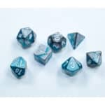 Набор кубиков Chessex։ Gemini Steel-Teal/White Mini, Polyhedral 7-Die Set