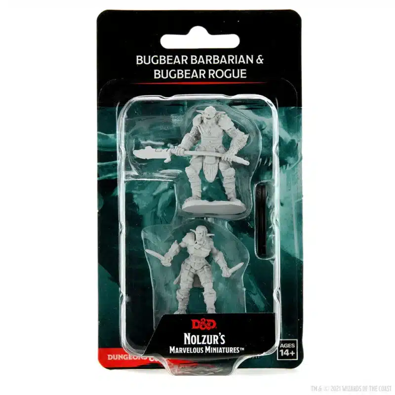 D&D Nolzur’s Marvelous Miniatures: Bugbear Barbarian Male & Bugbear Barbarian Female