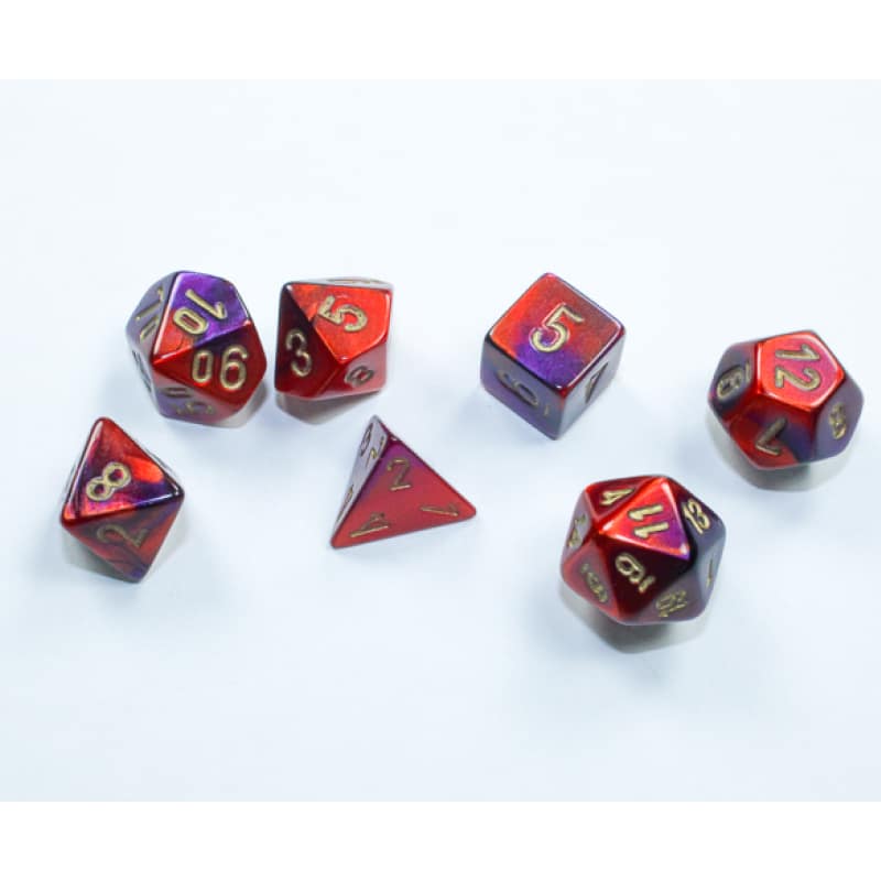 Набор кубиков Chessex։ Gemini Purple-Red/Gold Mini, Polyhedral 7-Die Set