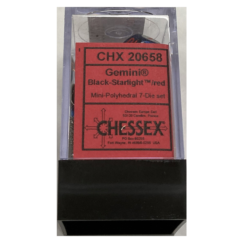 Набор кубиков Chessex։ Gemini Black-Starlight/Red Mini, Polyhedral 7-Die Set