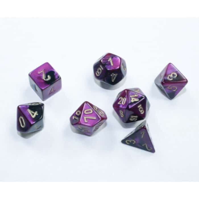 Набор кубиков Chessex։ Gemini Black-Purple/Gold Mini, Polyhedral 7-Die Set