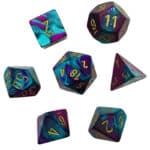 Набор кубиков Chessex։ Gemini Purple-Teal/Gold Mini Polyhedral 7-Die Set