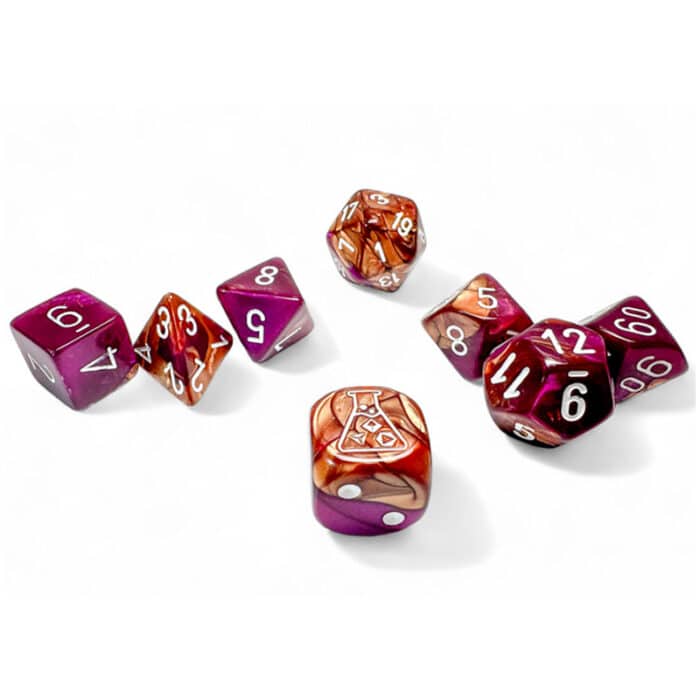 Набор кубиков Chessex: Copper-purple-white, Polyhedral 7-Die Set — изображение 2
