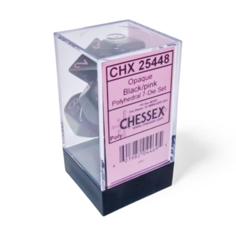 Набор кубиков Chessex։ Opaque Black/Pink, Polyhedral 7-Die Set