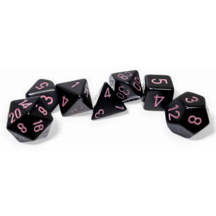 Набор кубиков Chessex։ Opaque Black/Pink, Polyhedral 7-Die Set