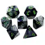 Набор кубиков Chessex։ Gemini Black-Grey/Green Mini-hedral, 7-Die Set