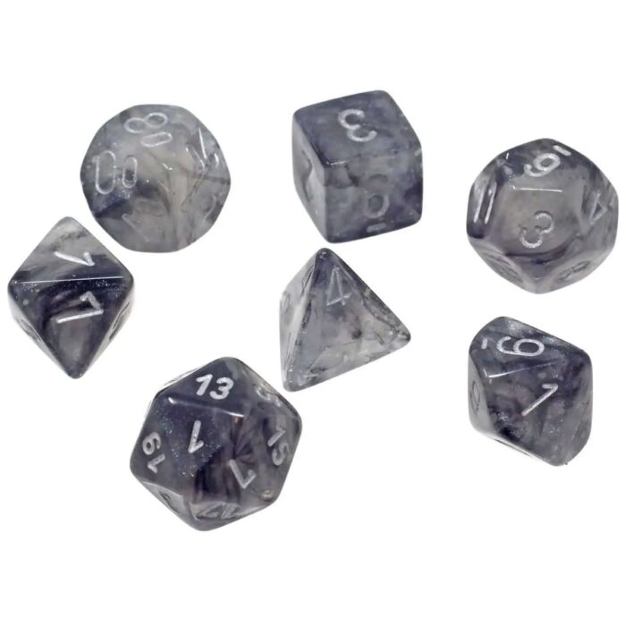 Набор кубиков Chessex: Borealis Light Smoke/Silver Luminary Polyhedral 7-Die Set — изображение 2