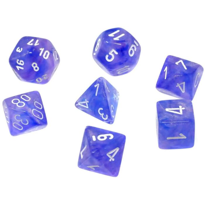 Набор кубиков Chessex: Borealis Purple/White  Luminary Polyhedral 7-Die Set — изображение 2