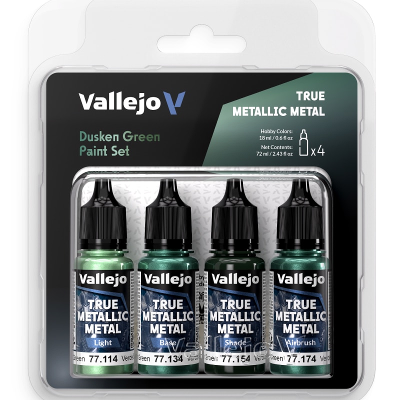 Набор акриловых красок Vallejo: TRUE METALLIC METAL – Dusken Green Набор акриловых красок Vallejo: TRUE METALLIC METAL – Dusken Green