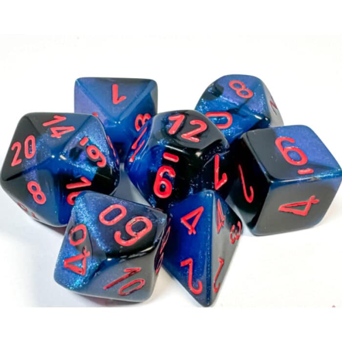 Набор кубиков Chessex։ Gemini Black Starlight with Red, Polyhedral 7-Die Set - Image 2
