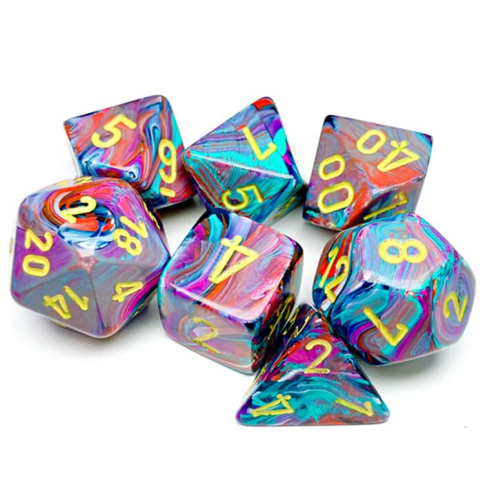 Набор кубиков Chessex։ Festive Mosaic with Yellow, Polyhedral 7-Die Set - Image 2