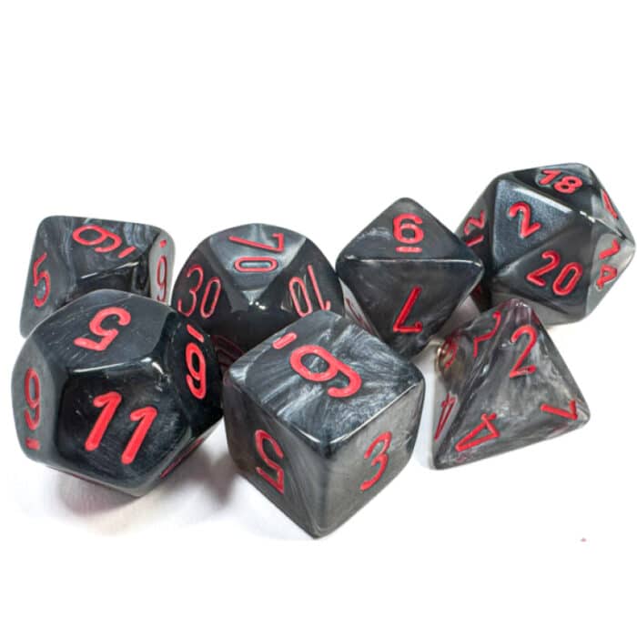 Набор кубиков Chessex։ Velvet Black with Red, Polyhedral 7-Die Set — изображение 2