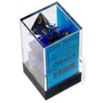 Набор кубиков Chessex։ Cube Gemini Black and Blue with Gold, Polyhedral 7-Die Set