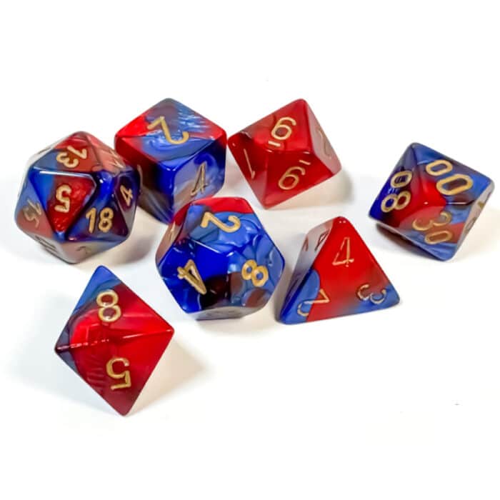 Набор кубиков Chessex։ Gemini Blue and Red with Gold, Polyhedral 7-Die Set — изображение 2