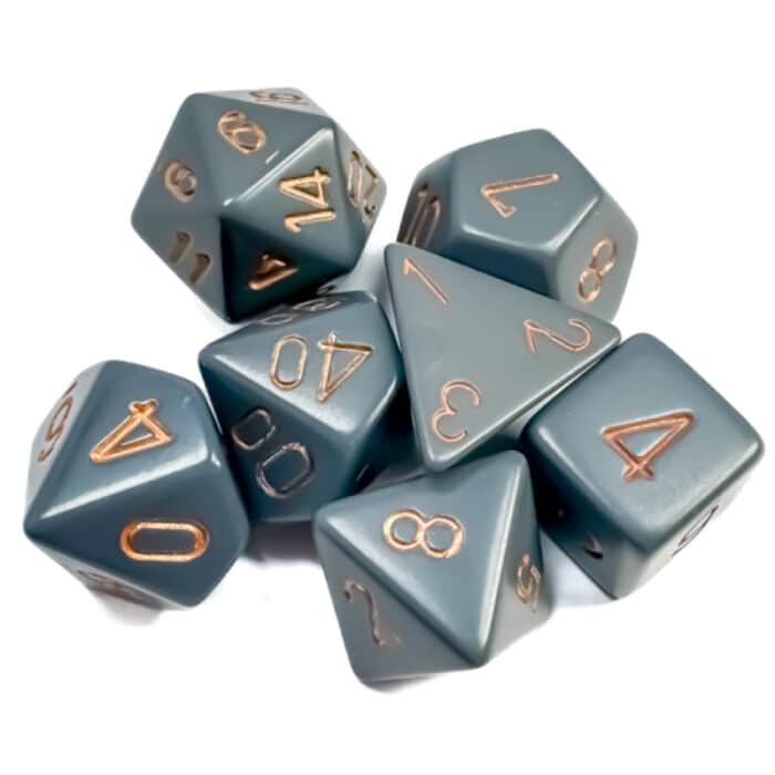 Набор кубиков Chessex։ Opaque Dark Grey with Copper, Polyhedral 7-Die Set — изображение 2