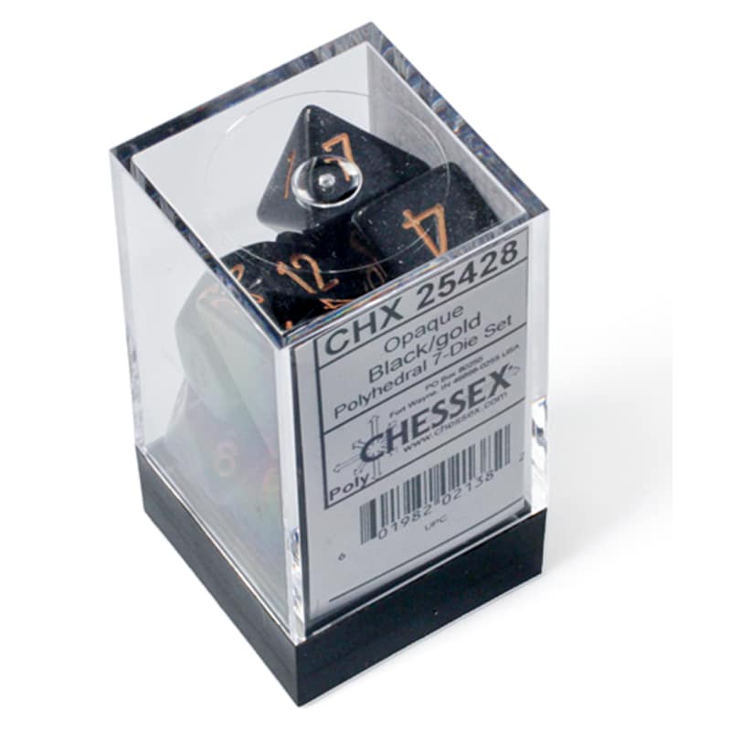 Frame(54) Набор кубиков Chessex։ Opaque Black with Gold, Polyhedral 7-Die Set — изображение 1