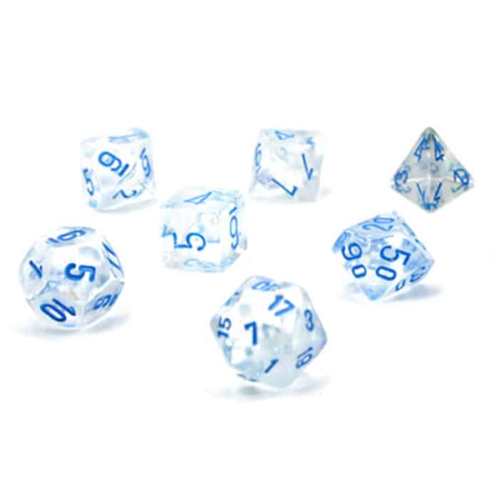 Набор кубиков Chessex։ Mini Borealis Luminary Icicle with Light Blue, Polyhedral 7-Die Set - Image 2